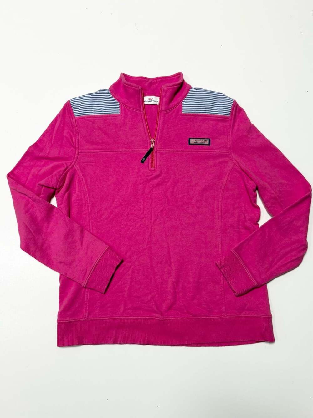 Vineyard Vines Women's M Hot Pink Fuchsia 1/4 Quarter Zip Pullover Sweatshirt St